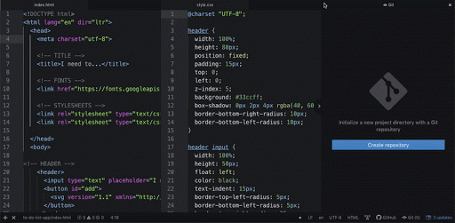 Atom's interface with GitHib and Terminal