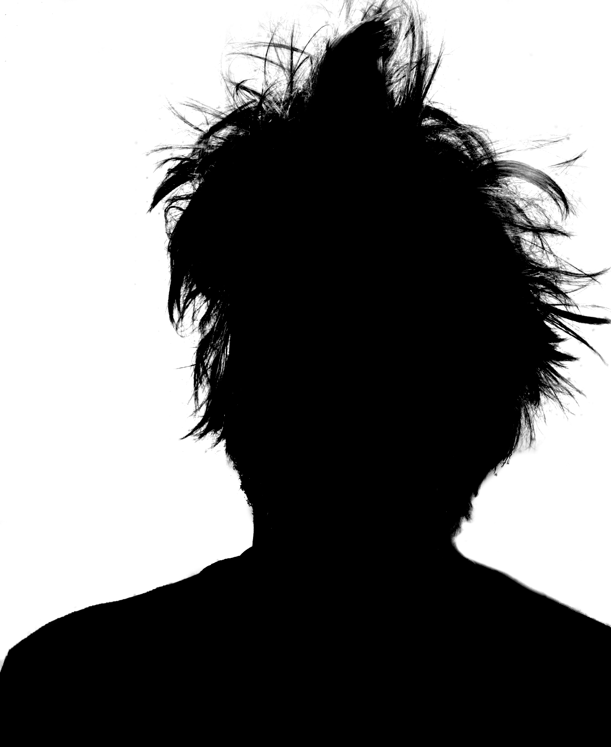 Black and white silhouette of subject used for selection masking in Photoshop