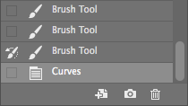 Photoshop History panel showing brush source selected to recover hair detail