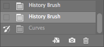 Screenshot of the History Brush in the History Panel in Adobe Photoshop.