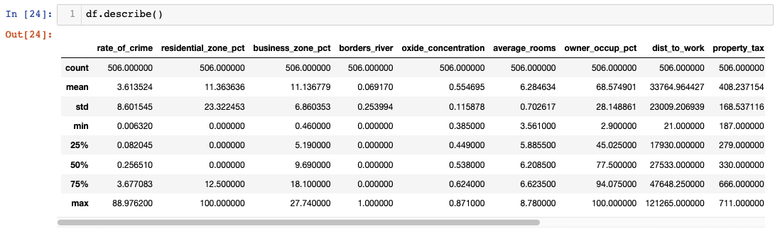 Describe Dataframe Python