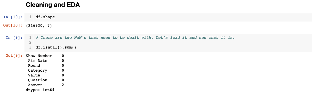 Cleaning and EDA Null Check Python