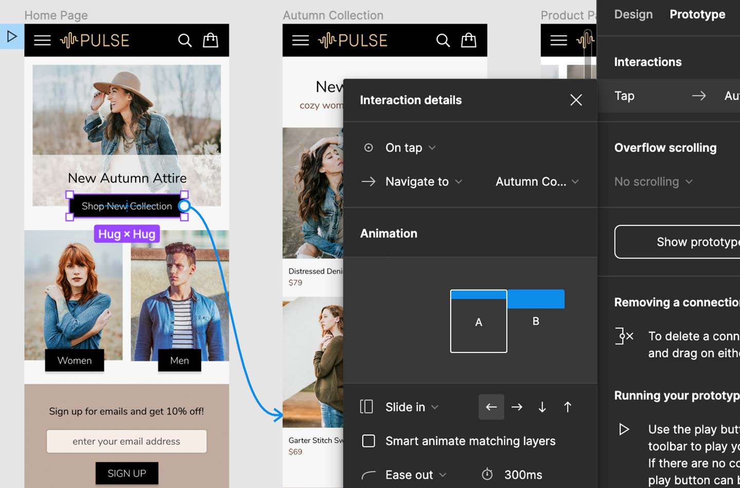 screenshot of creating a prototype in Figma