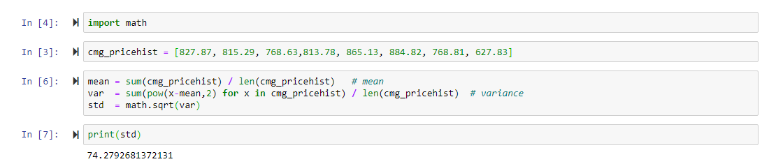 Python Standard Deviation Code