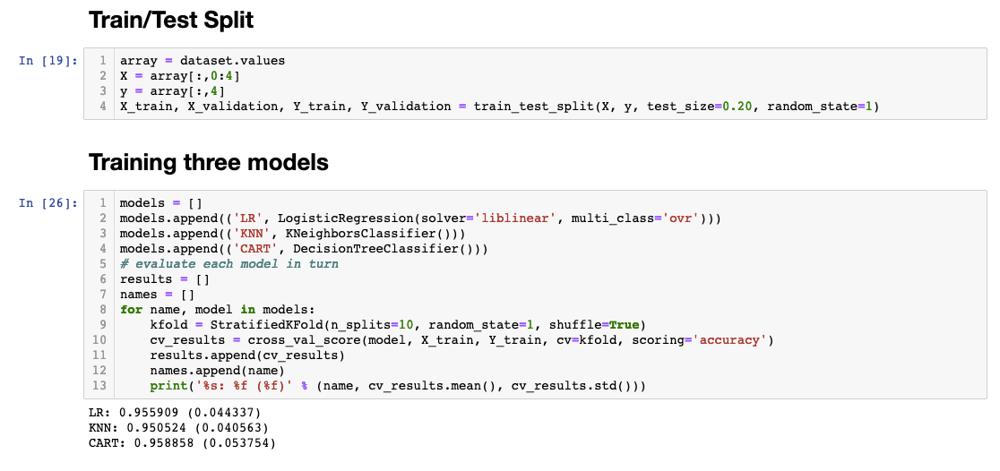 Split and Train Models Python Jupyter