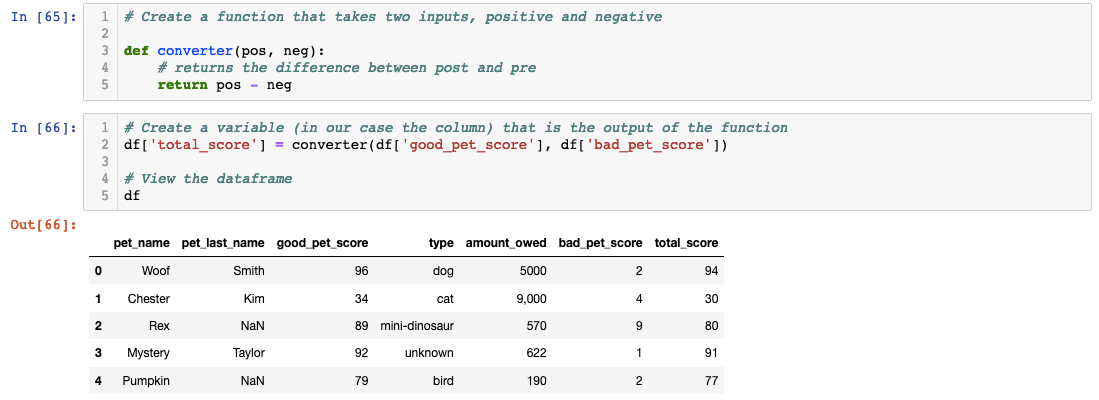 Total Score Converter Function Pandas