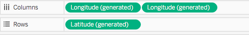 Tableau interface showing column and row properties used for generating a duplicate map