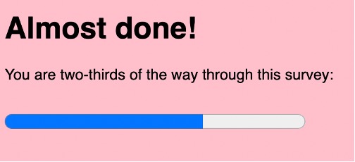 Progress bar showing a survey is two-thirds completed